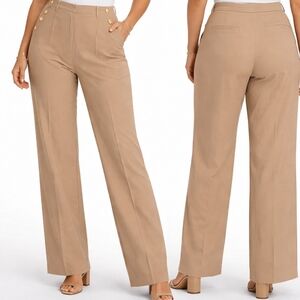 Tommy Hilfiger Beige Flared Pants for Women, High Waist, Flared Leg, size 16.